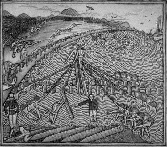 La batalla de Bali (1942), obra del afamado artista Ida Bagus Nyoman Rai.