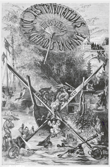 Portada original de Las Tribulaciones…(1879), editada por la casa Hetzel.