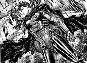 Imagen del manga Berserk que muestra a su protagonista, Guts.