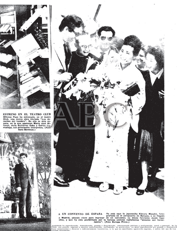 Llegada de Masako Kimura al aeropuerto de Madrid (ABC, 8 de mayo de 1963).