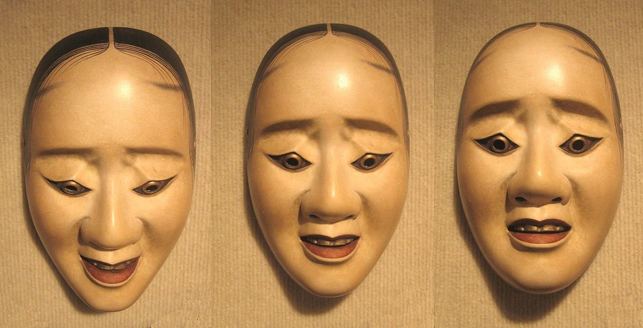 Máscara de mujer en diferentes posiciones.