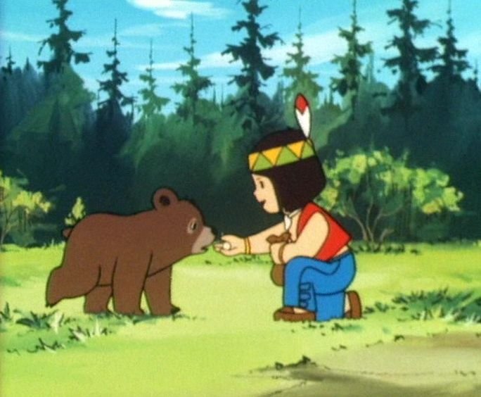 Fotograma de Jacky. El oso de Tallac, con sus dos protagonistas.