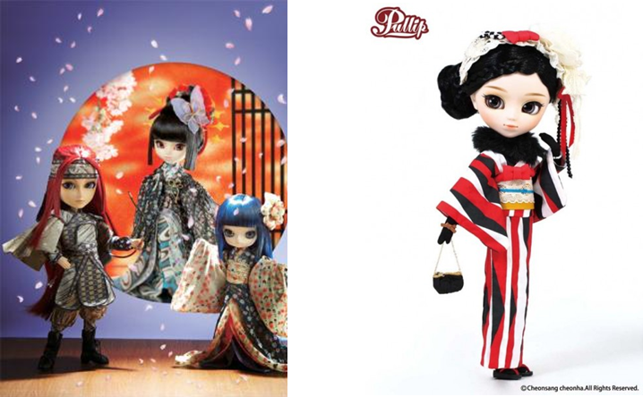 A la izquierda, conjunto de muñecas (Pullip, Taeyang y Dal) lanzadas en 2008 e inspiradas en el Japón tradicional. A la derecha la Pullip Yuri nos muestra una joven del Japón contemporáneo.