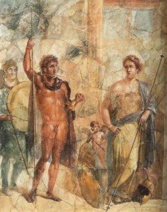Escenificación pompeyana del matrimonio de Alejandro y Statira como Ares y Afrodita. 69 d.C.