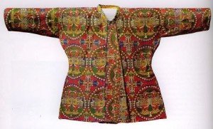 Siglo VII d.C. chaqueta de niño sogdiano en estilo sasánida.