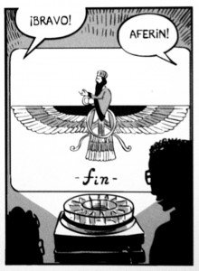 El elegante faravahar, símbolo zoroástrico, aparece de manera repetida en la novela.