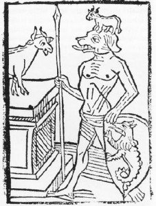 Cinocéfalos, extraños seres con cabeza de perro que se creía que provenían de Oriente. En el siglo XIII se identificaba a Atila, rey de los hunos, como miembro de esta raza. 