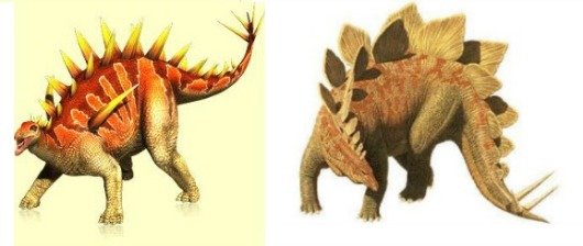 IzquierdaTuojiangosaurus; derecha Stegosaurus. 