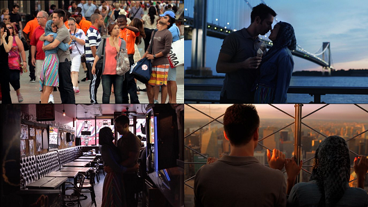 Fotogramas que muestran a los protagonistas en distintos lugares de Nueva York.