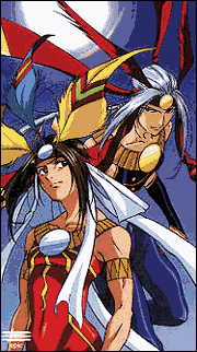 Bilka y Yawaru con su apariencia como guerreros incas.