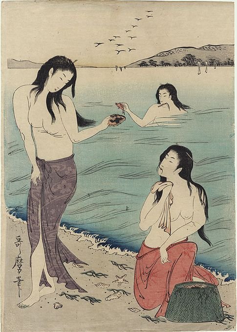 Las ama en una estampa ukiyo-e de Kitagawa Utamaro (ca. 1790). Fuente: pinterest.com.