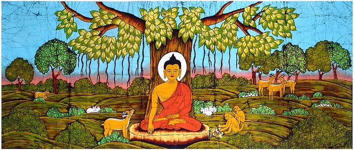El Buda sentado bajo el árbol Bodhi.