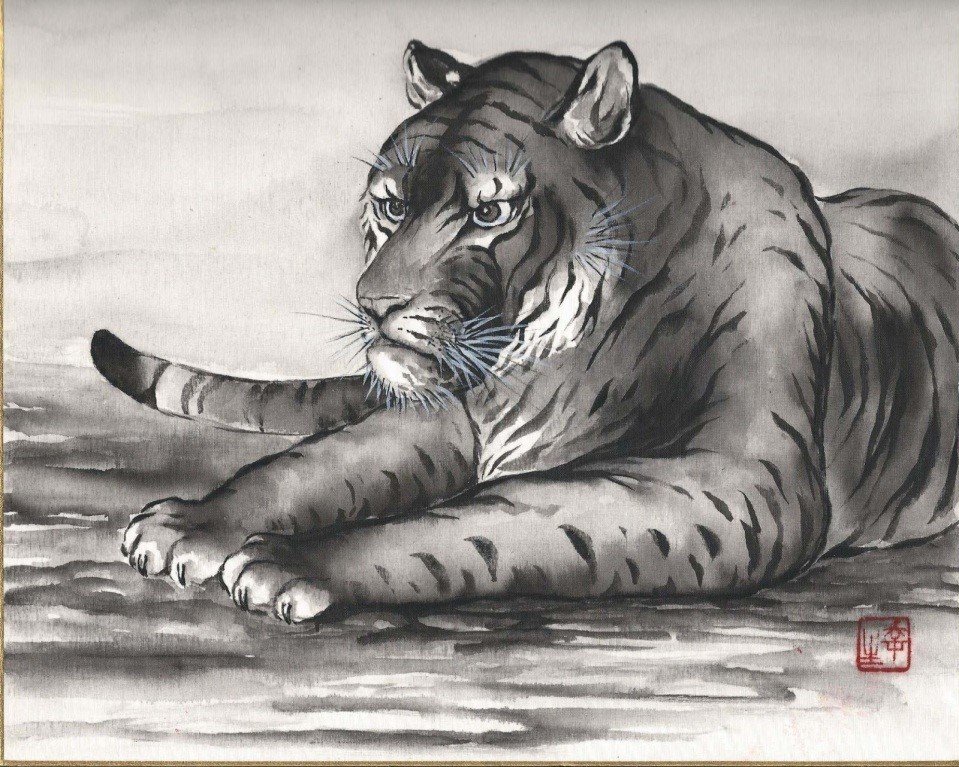 El Tigre es un animal utilizado por Takenaka en sus pinturas, siendo de lo más conocido del artista