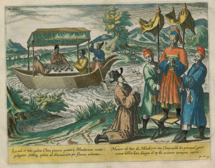 Grabado coloreado del libro de Jan Huygen van Linschoten.